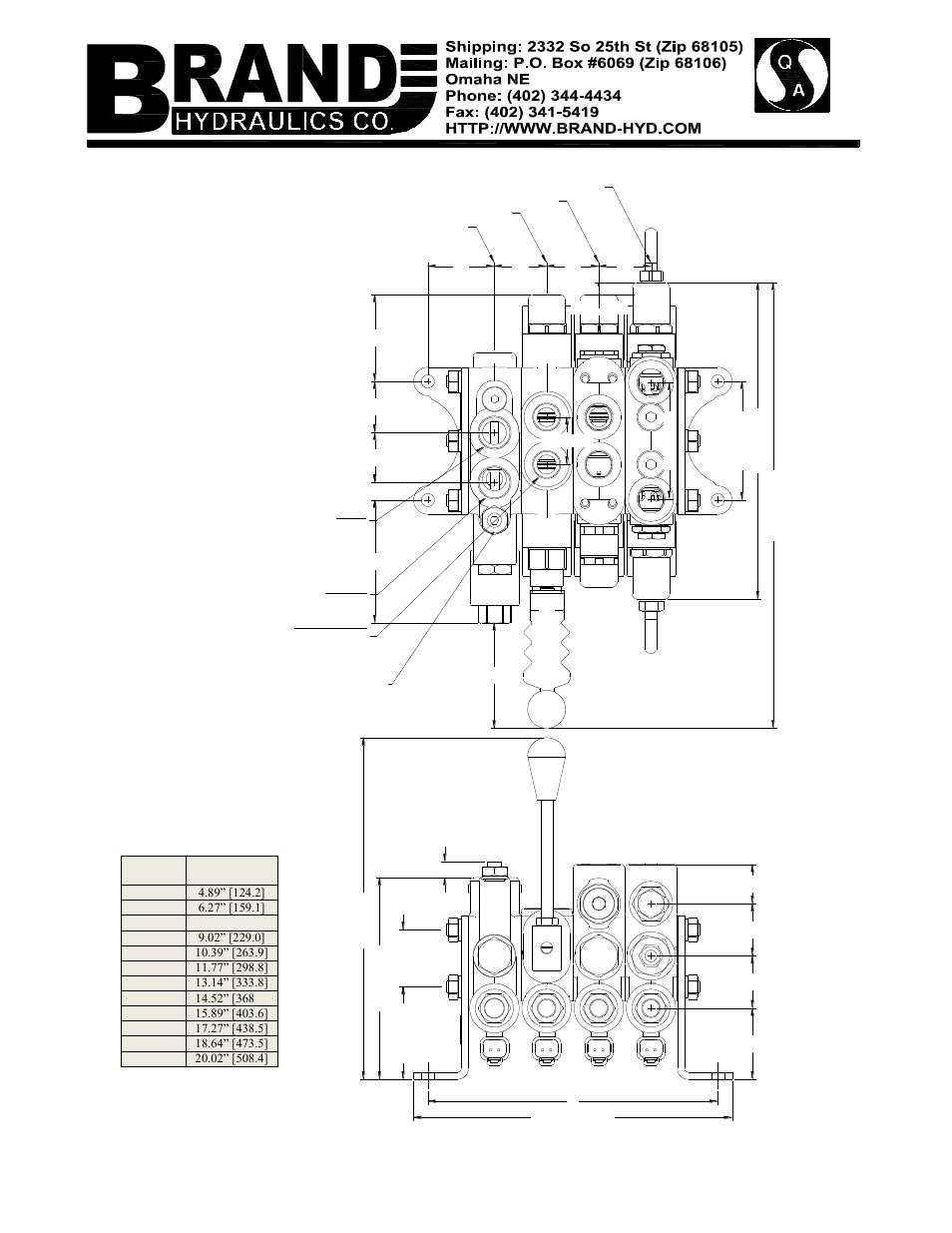 Revision 11-12, Dimensional data: inches & [millimeters | BRAND Hydraulics 38 SERIES SECTIONAL DIRECTIONAL CONTROL VALVES User Manual | Page 3 / 3