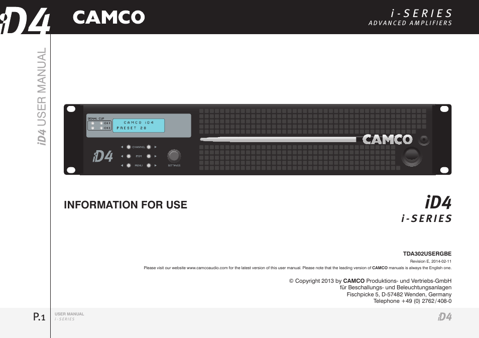 Camco iD4 TDA302USERGBE User Manual | 32 pages