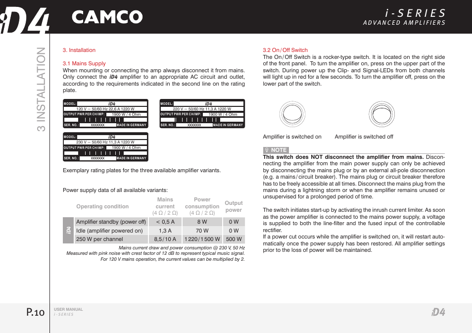 P.10, 3 inst alla tion | Camco iD4 TDA302USERGBE User Manual | Page 10 / 32
