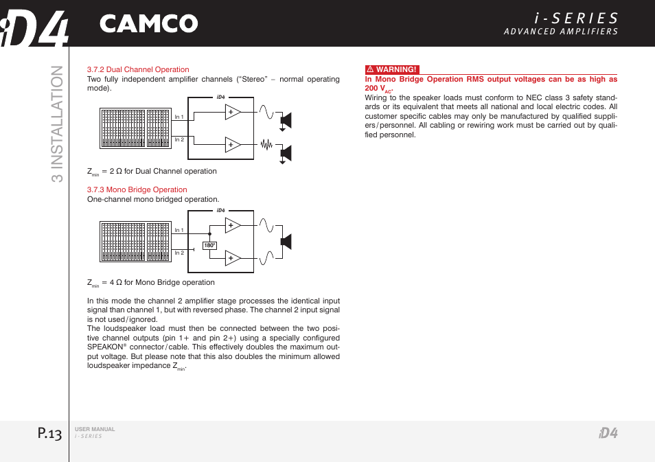 P.13, 3 inst alla tion | Camco iD4 TDA302USERGBE User Manual | Page 13 / 32