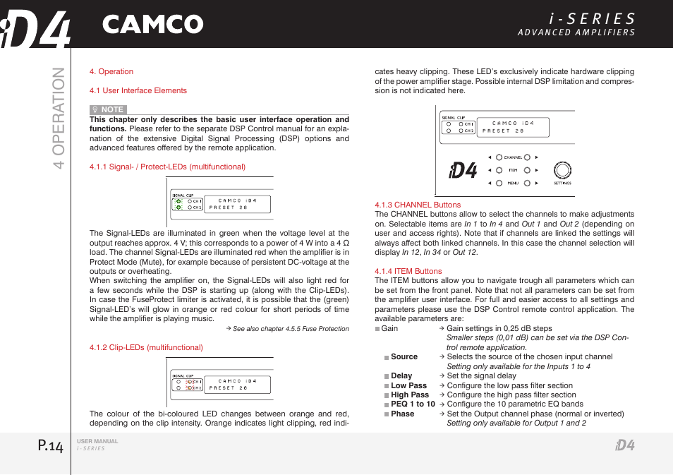 P.14 4 opera tion | Camco iD4 TDA302USERGBE User Manual | Page 14 / 32