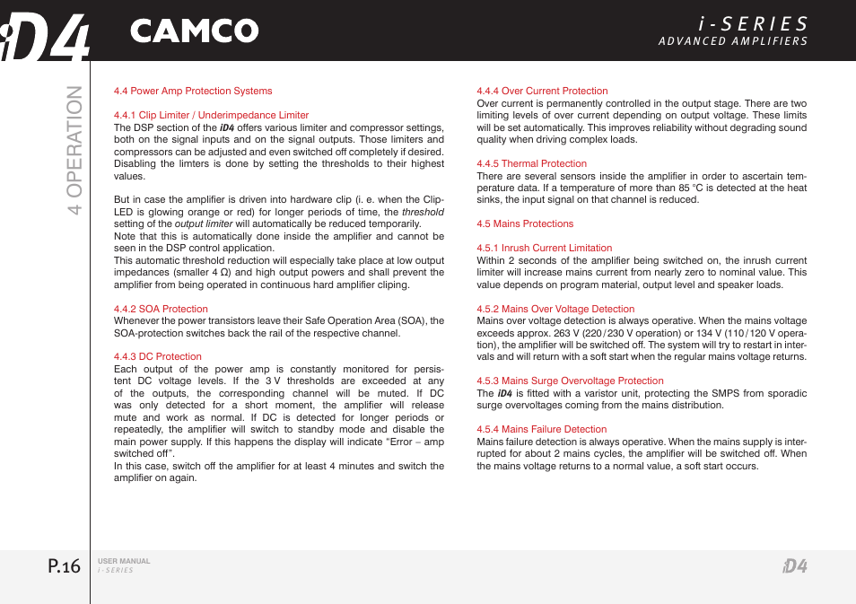 P.16 4 opera tion | Camco iD4 TDA302USERGBE User Manual | Page 16 / 32
