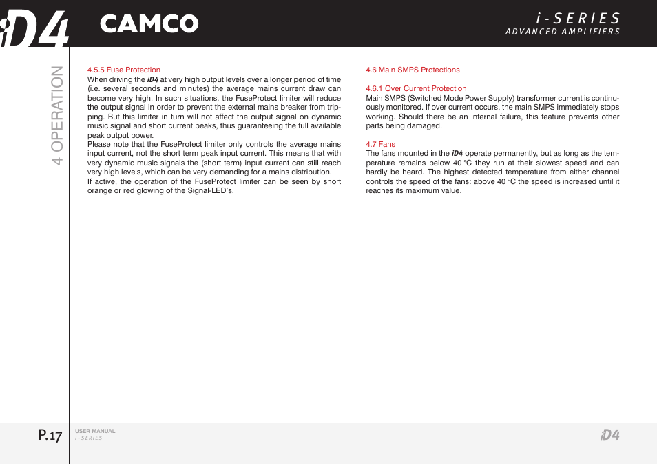 P.17 4 opera tion | Camco iD4 TDA302USERGBE User Manual | Page 17 / 32