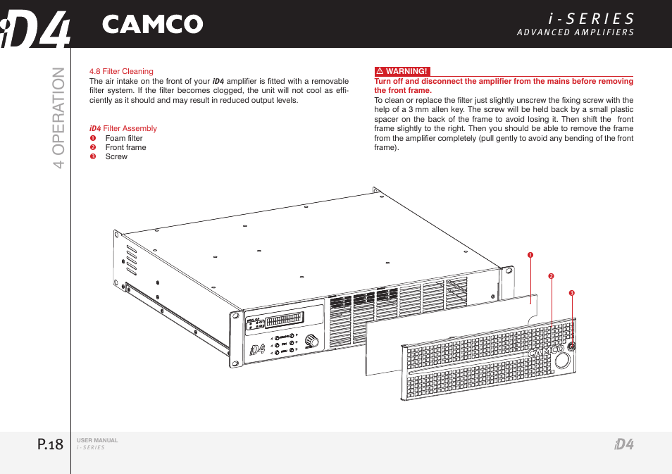 P.18, 4 opera tion | Camco iD4 TDA302USERGBE User Manual | Page 18 / 32