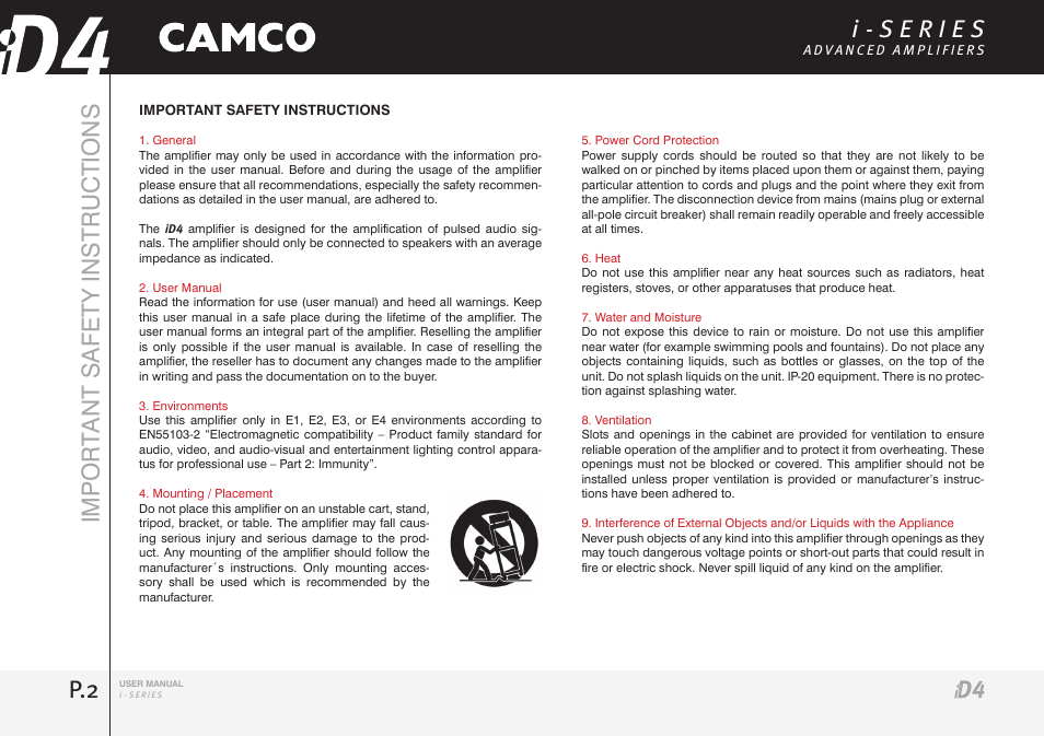 P.2 import ant safety instructions | Camco iD4 TDA302USERGBE User Manual | Page 2 / 32
