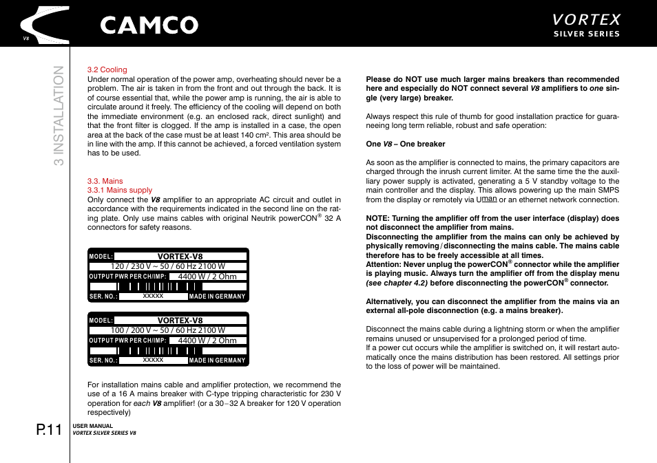 Vortex, P.11, 3 inst alla tion | Camco Vortex 8 User Manual User Manual | Page 12 / 36
