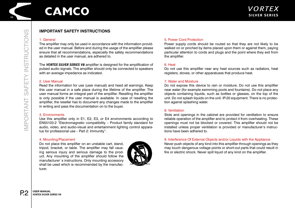 Vortex, Import ant safety instructions | Camco Vortex 8 User Manual User Manual | Page 3 / 36