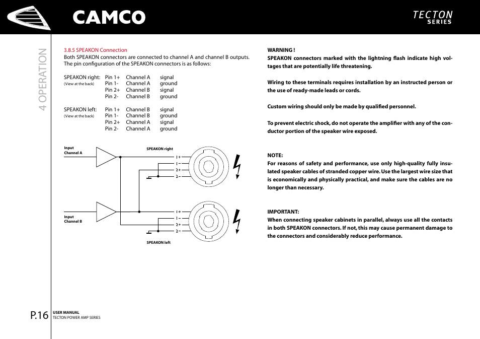 4 oper ation, P.6 | Camco Tecton series User Manual | Page 17 / 38