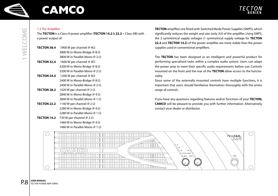 Wel c ome | Camco Tecton series User Manual | Page 9 / 38