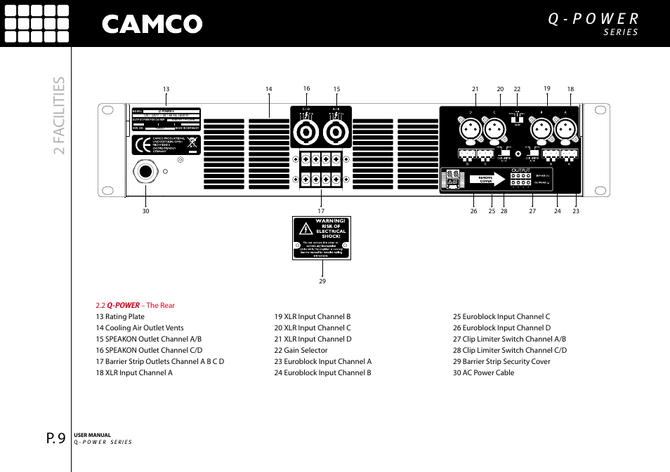 2 f a cilities | Camco Q-Power User Manual | Page 10 / 34