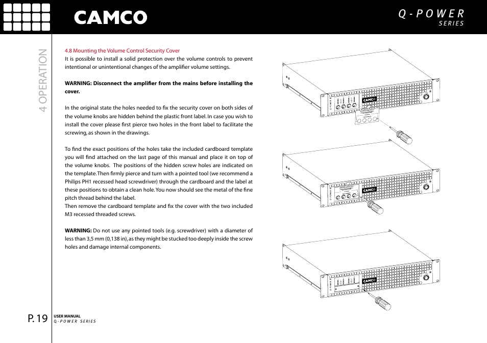 4 oper ation | Camco Q-Power User Manual | Page 20 / 34