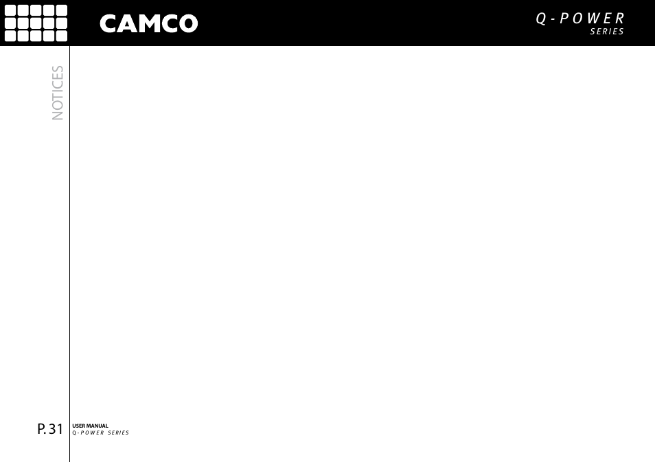 No tices | Camco Q-Power User Manual | Page 32 / 34