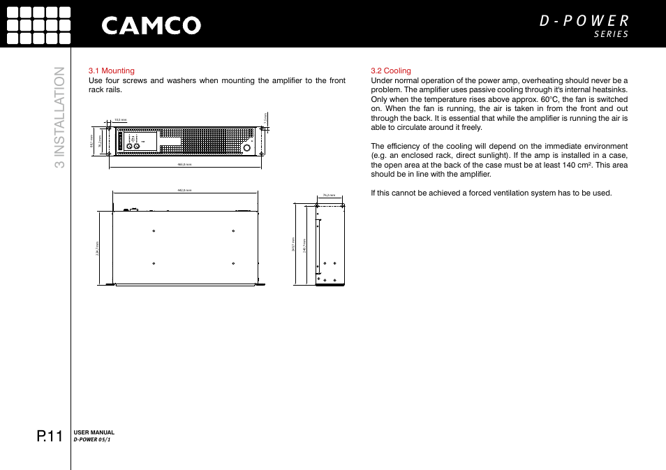 P.11, 3 inst alla tion | Camco D-Power 1 User Manual | Page 12 / 32