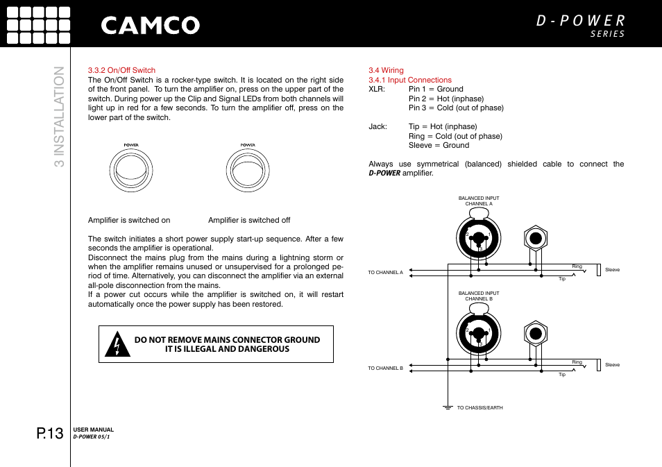 P.13, 3 inst alla tion | Camco D-Power 1 User Manual | Page 14 / 32