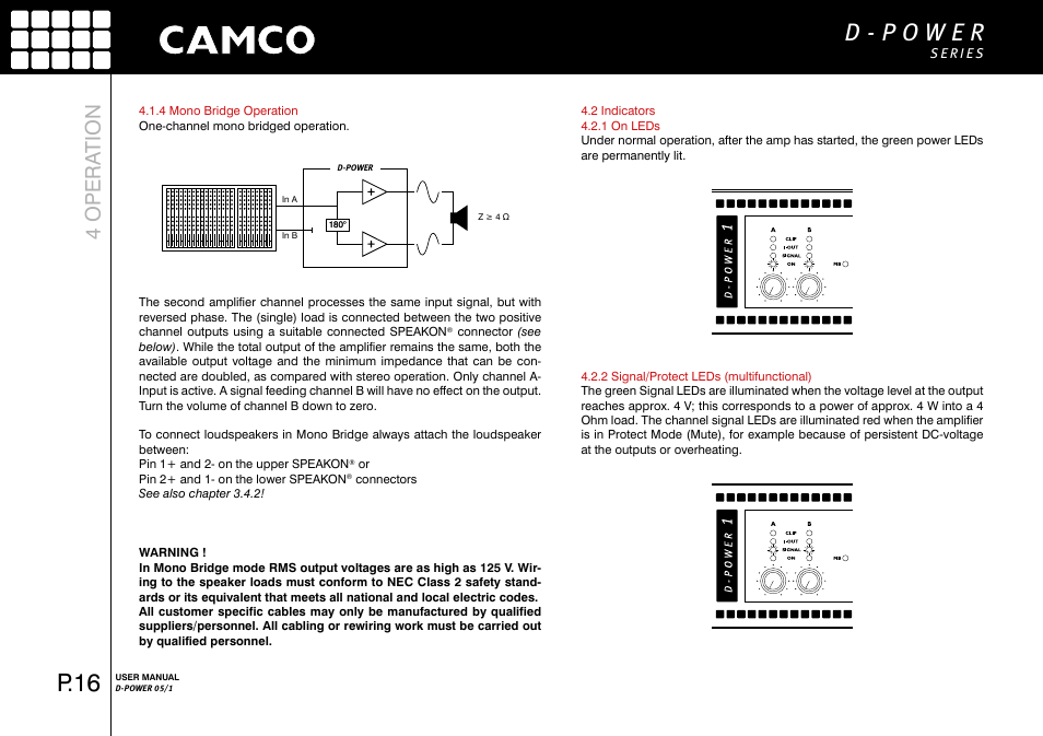 P.16, 4 opera tion | Camco D-Power 1 User Manual | Page 17 / 32