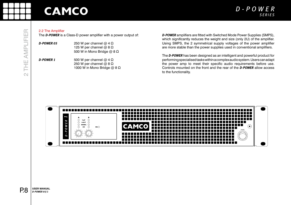 2 the amplifier | Camco D-Power 1 User Manual | Page 9 / 32