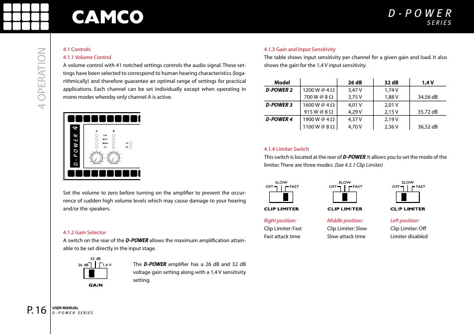 4 oper ation | Camco D-Power 4 User Manual | Page 17 / 36