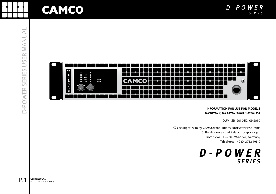 D-po wer series user manu al | Camco D-Power 4 User Manual | Page 2 / 36