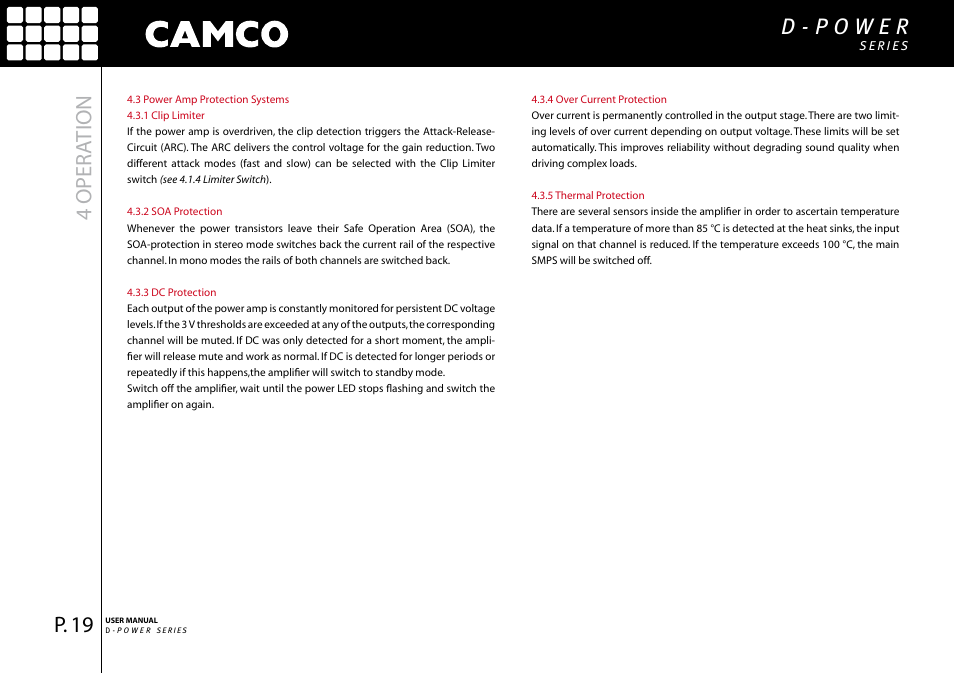 4 oper ation | Camco D-Power 4 User Manual | Page 20 / 36