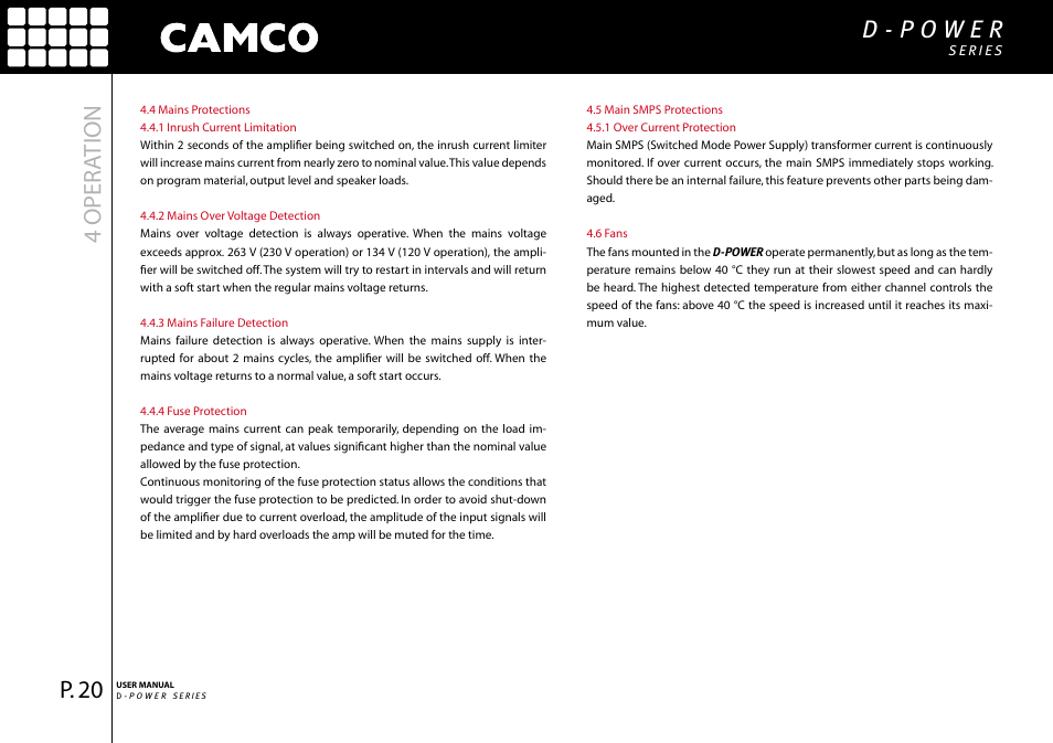 4 oper ation | Camco D-Power 4 User Manual | Page 21 / 36