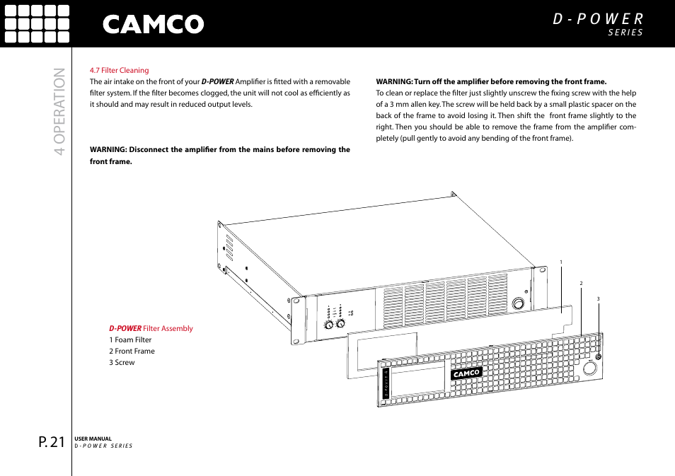 4 oper ation | Camco D-Power 4 User Manual | Page 22 / 36