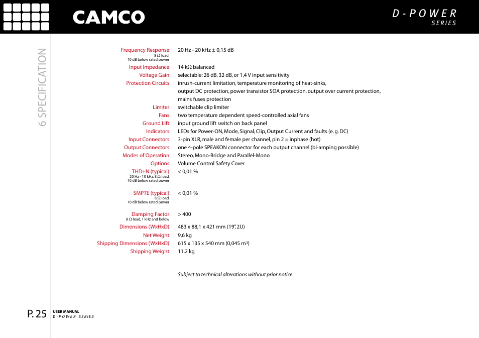 6 specific ation | Camco D-Power 4 User Manual | Page 26 / 36