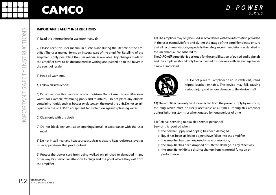 Impor tant safet y instr uctions | Camco D-Power 4 User Manual | Page 3 / 36