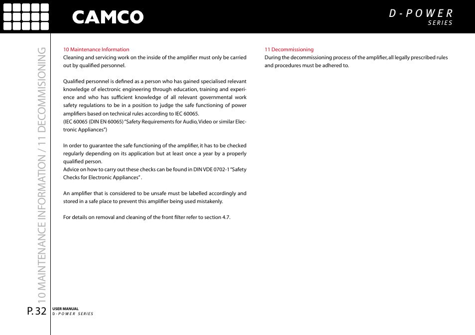 Camco D-Power 4 User Manual | Page 33 / 36