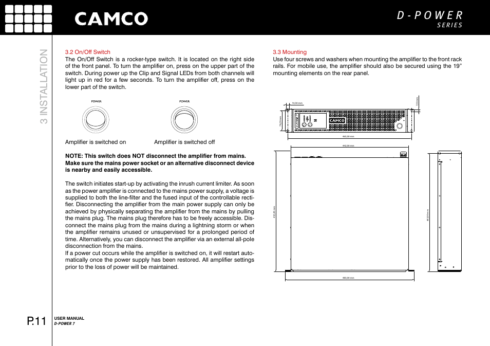P.11, 3 inst alla tion | Camco D-Power 7 User Manual | Page 12 / 36