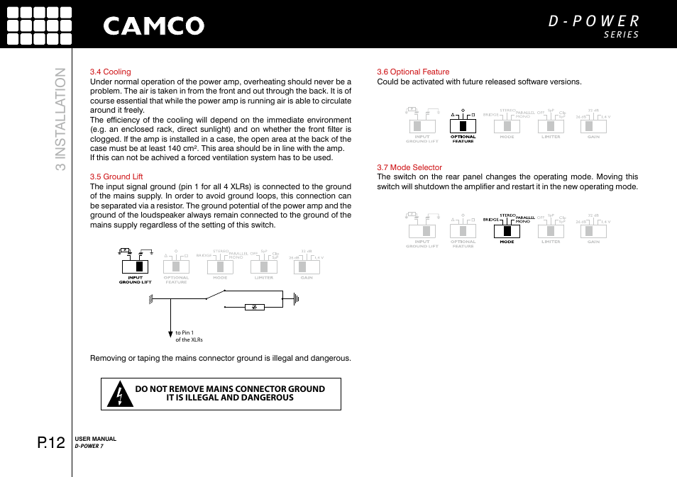 P.12, 3 inst alla tion | Camco D-Power 7 User Manual | Page 13 / 36