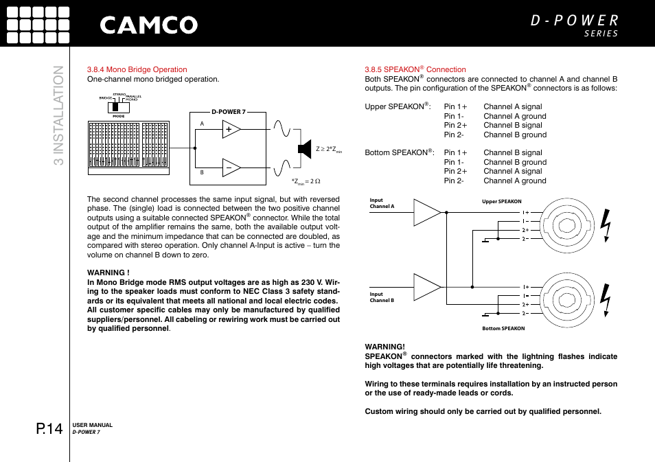 P.14, 3 inst alla tion | Camco D-Power 7 User Manual | Page 15 / 36