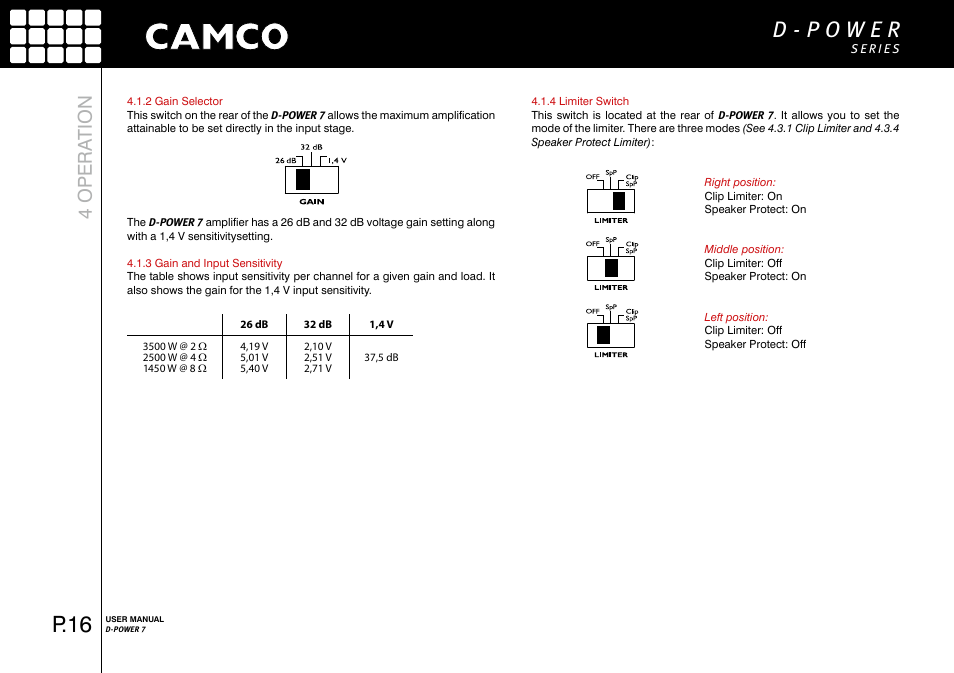 P.16, 4 opera tion | Camco D-Power 7 User Manual | Page 17 / 36