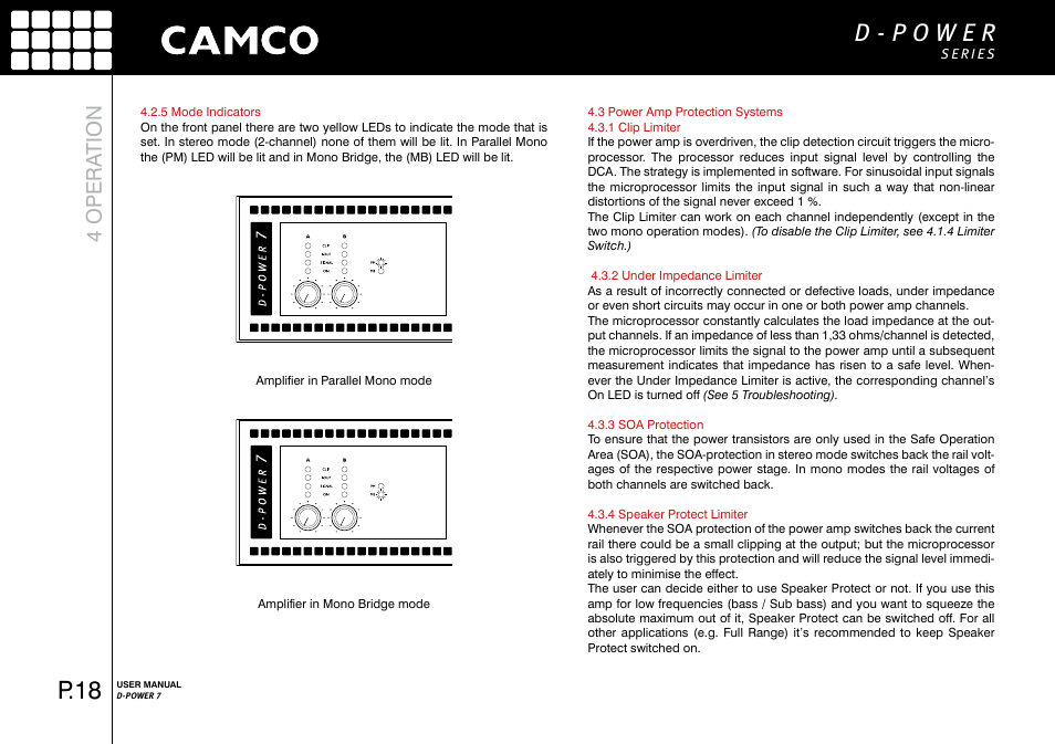 P.18, 4 opera tion | Camco D-Power 7 User Manual | Page 19 / 36