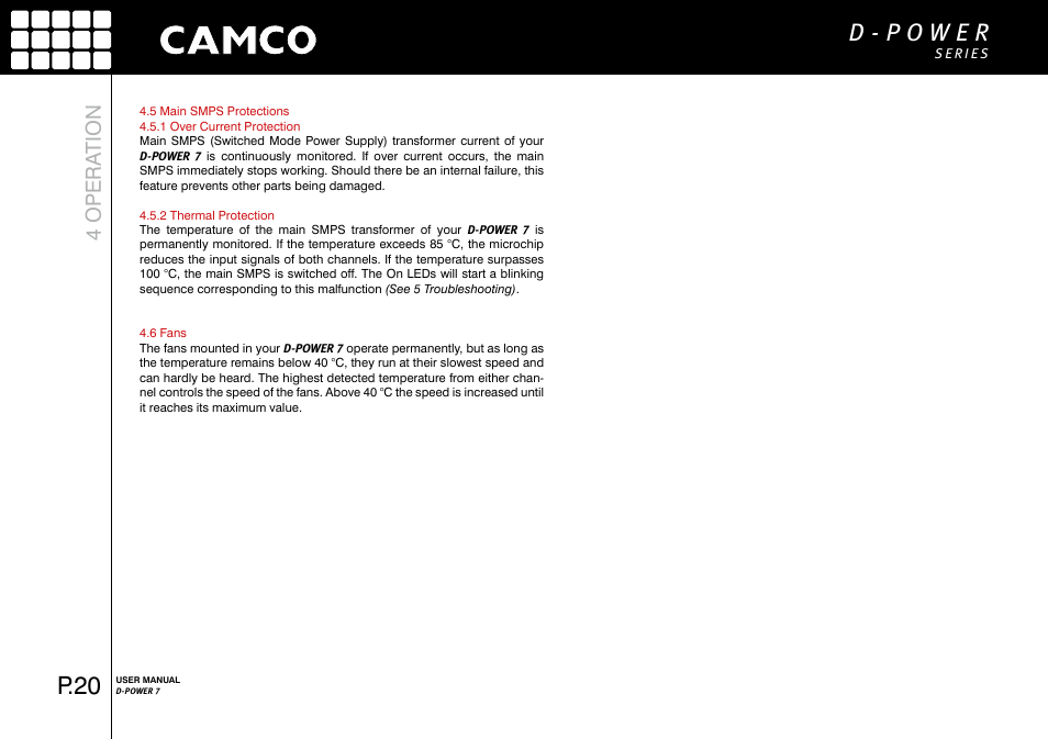 P.20, 4 opera tion | Camco D-Power 7 User Manual | Page 21 / 36