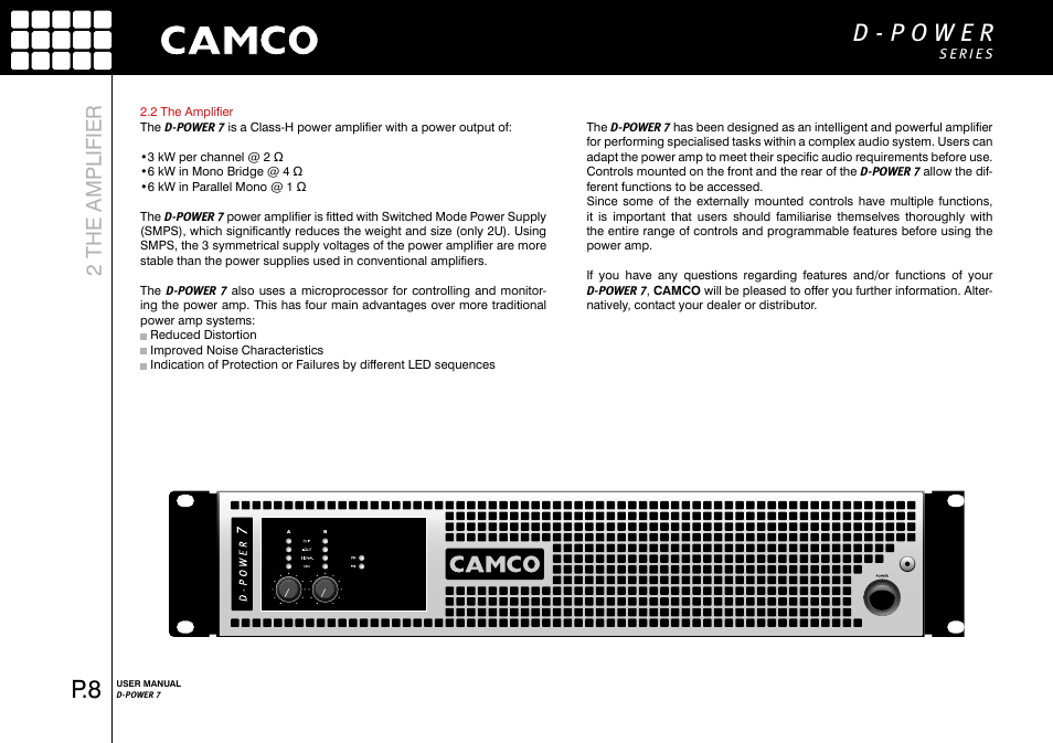 2 the amplifier | Camco D-Power 7 User Manual | Page 9 / 36