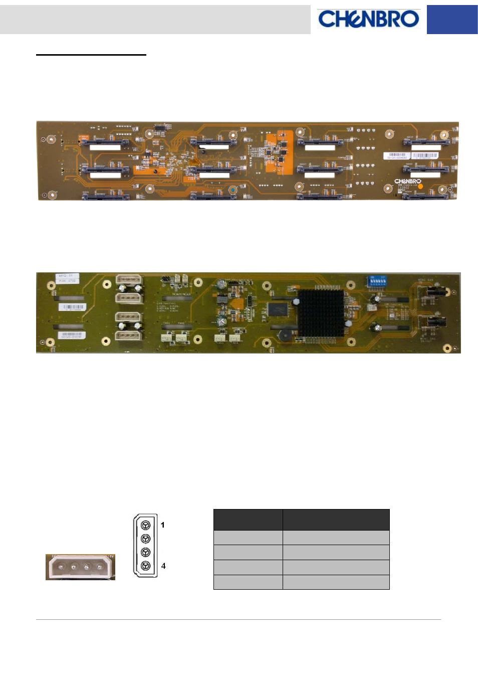 Backplane layout, Backplane connectors | Chenbro RM418 Series 6Gb/s 12-port 3.5 mini-SAS Expander Backplane(80H10323501A0), Rev.A0 - Manual User Manual | Page 6 / 14