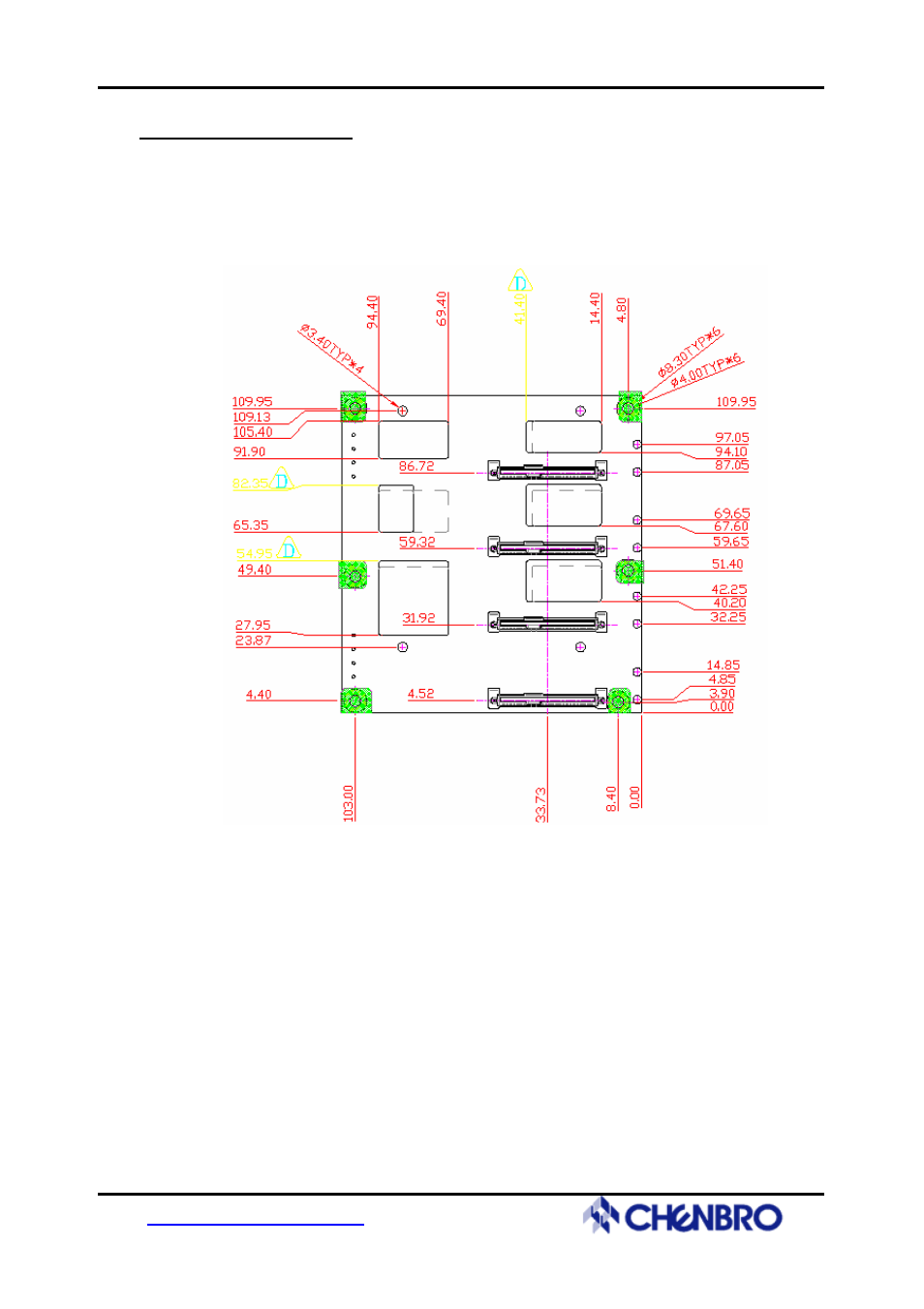 Backplane layout | Chenbro RM31408 3Gb/s 4-port 3.5 mini-SAS Backplane(80H102209-013) - Manual User Manual | Page 6 / 12