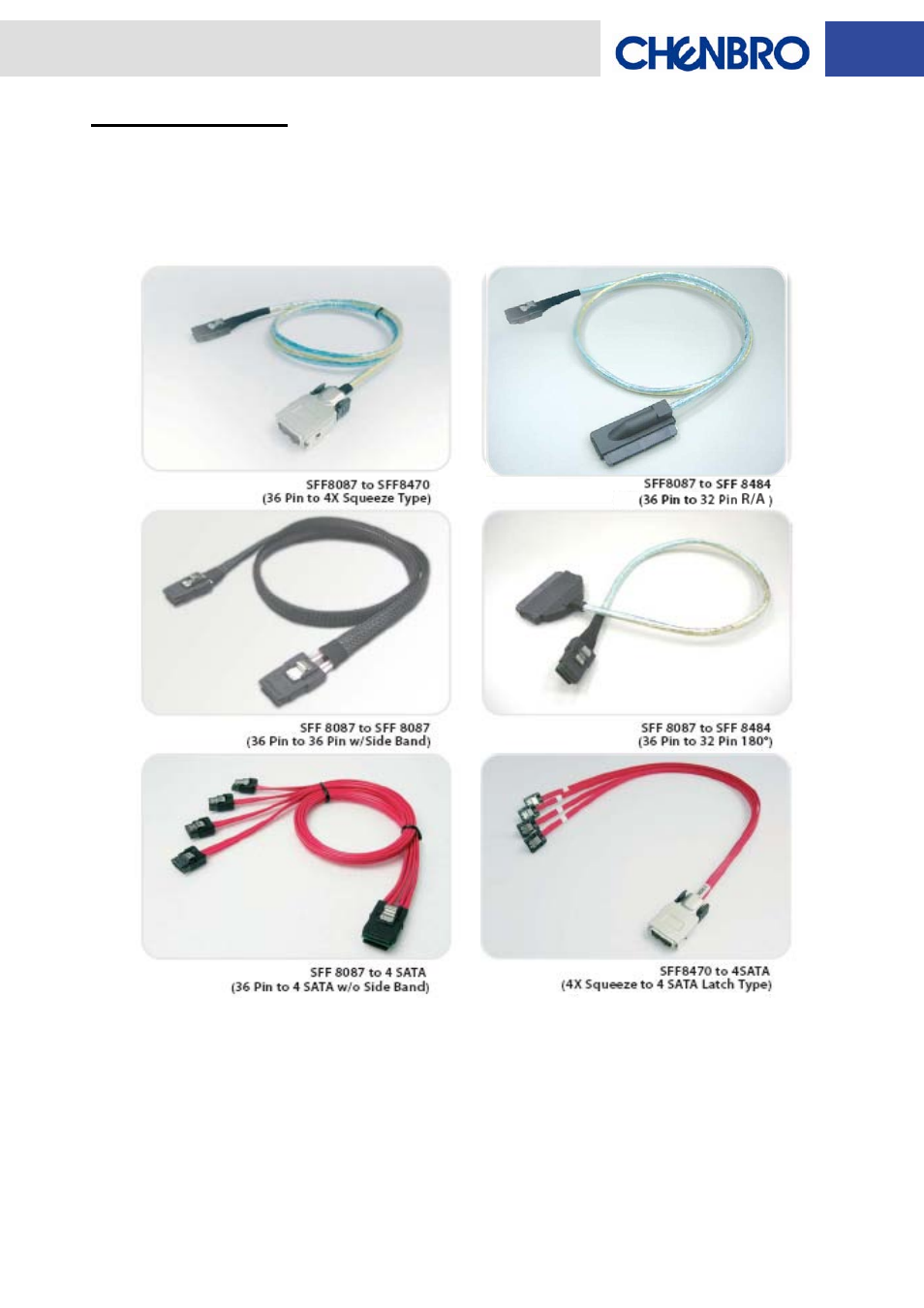 Mini-sas cables | Chenbro RM31616 6Gb/s 16-port 3.5 mini-SAS Backplane(80H10331604A0) - Manual User Manual | Page 9 / 12