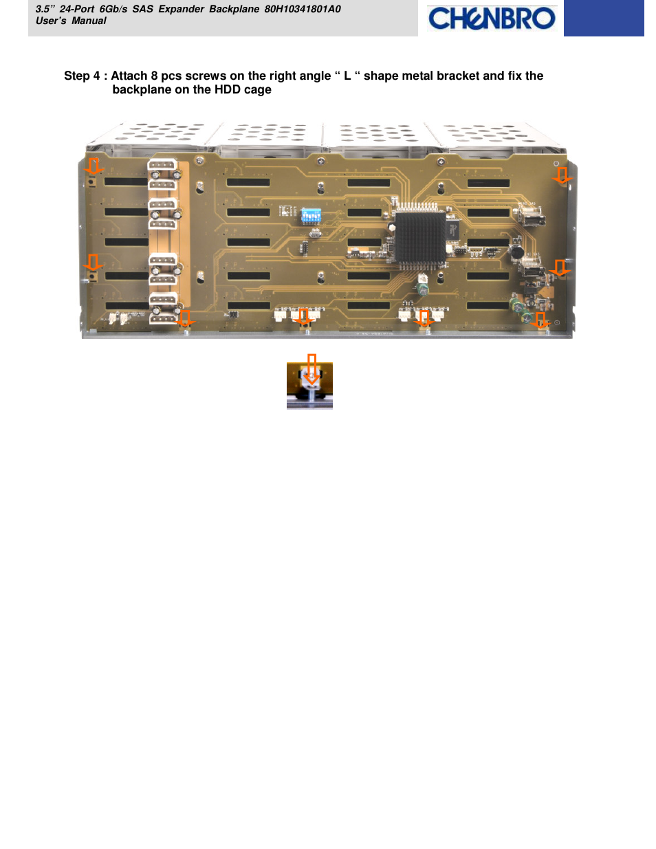 Chenbro RM418 Series 6Gb/s 24-port 3.5 Expander Backplane(80H10341801A0), For 24-bay 3.5 Hot-swap HDD Cage - Manual User Manual | Page 18 / 18