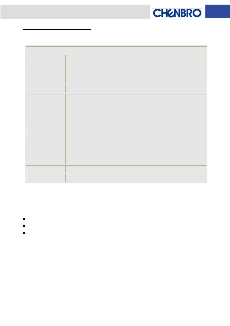 Hardware specification, Specification, Accommodated chassis | Chenbro RM51424 LED Board(80H033215-003 Rev. 1.1~1.2), For 3Gbps SATA Backplane - Manual User Manual | Page 5 / 11