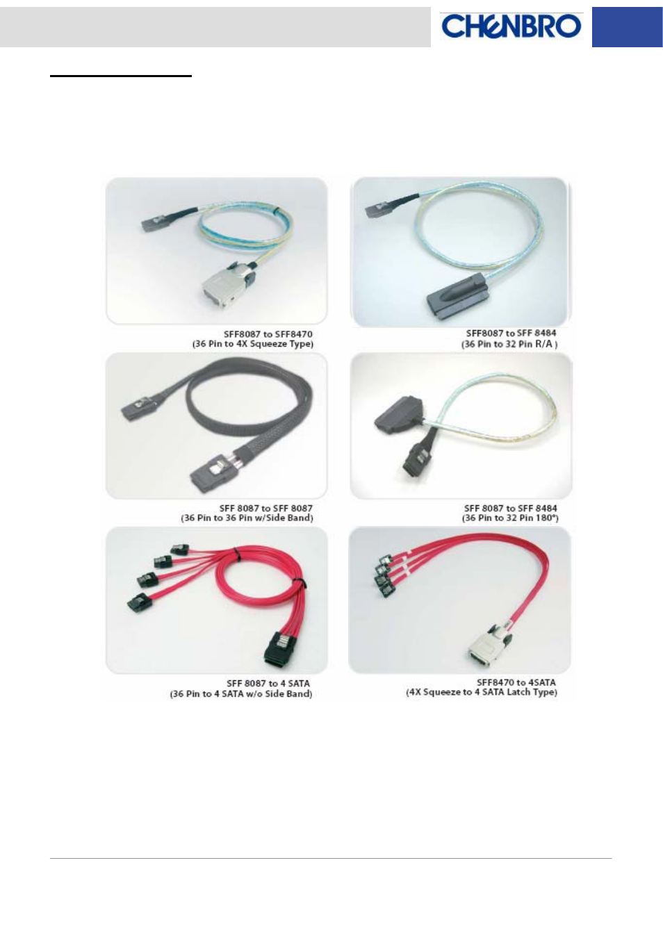 Mini-sas cables | Chenbro RM51424 3Gb/s 4-port 3.5 mini-SAS Backplane(80H103215-013) Rev. B0 - Manual User Manual | Page 15 / 21
