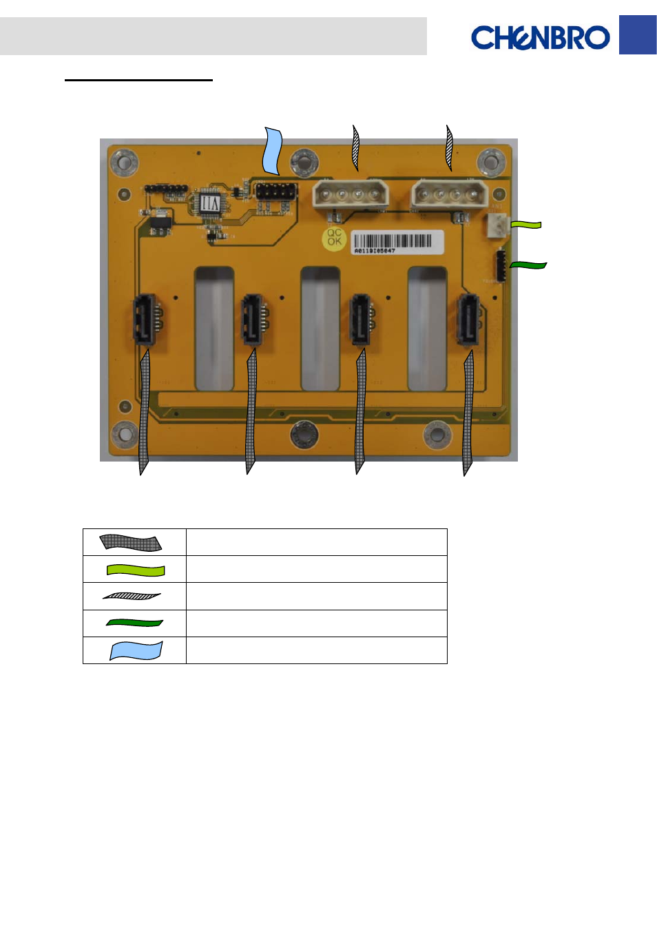 Backplane wiring | Chenbro SR301 Series 6Gb/s 4-port 3.5 SAS/SATA Backplane(80H10230101A0), Rev. A0 - Manual User Manual | Page 11 / 11