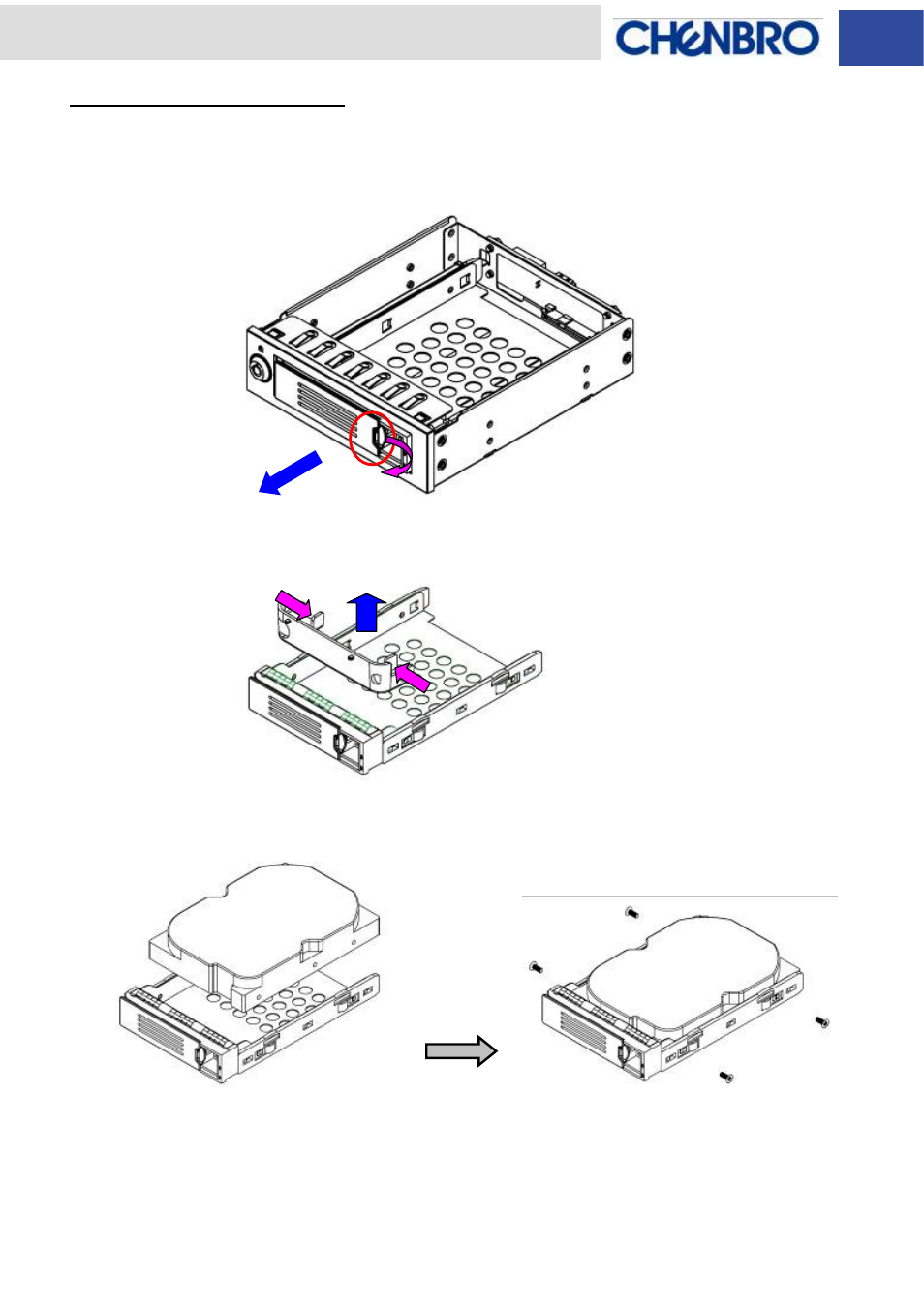 Installation procedures, Hot-swap hdd assembly | Chenbro SK31101 Installation Guide with 3Gb/s SATA/SAS Backplane - Manual User Manual | Page 11 / 12