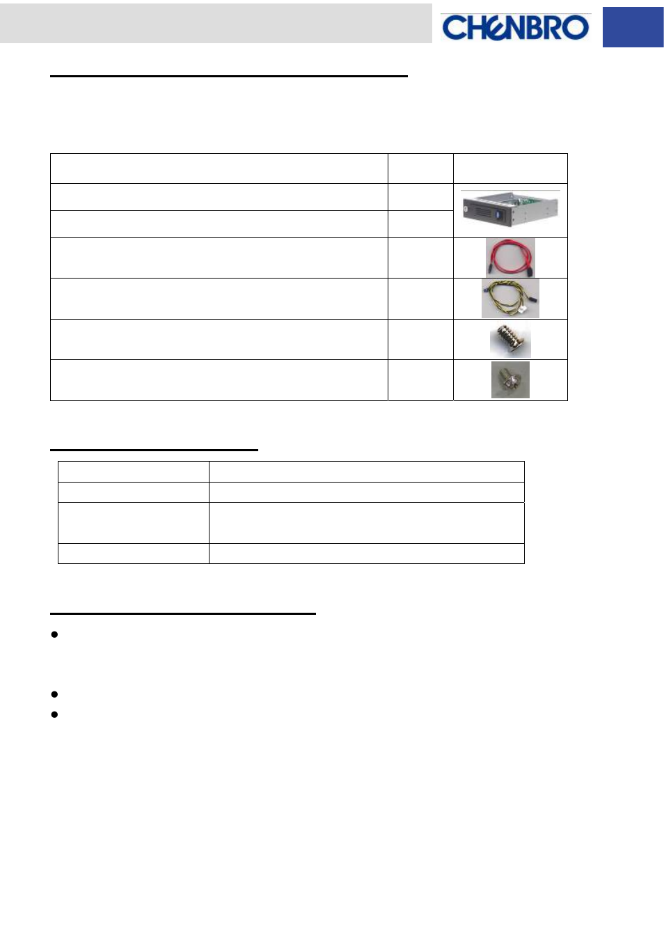 Technical specifications, Compatible chenbro chassis, Unpacking and checking the contents | Chenbro SK31101 Installation Guide with 3Gb/s SATA/SAS Backplane - Manual User Manual | Page 6 / 12