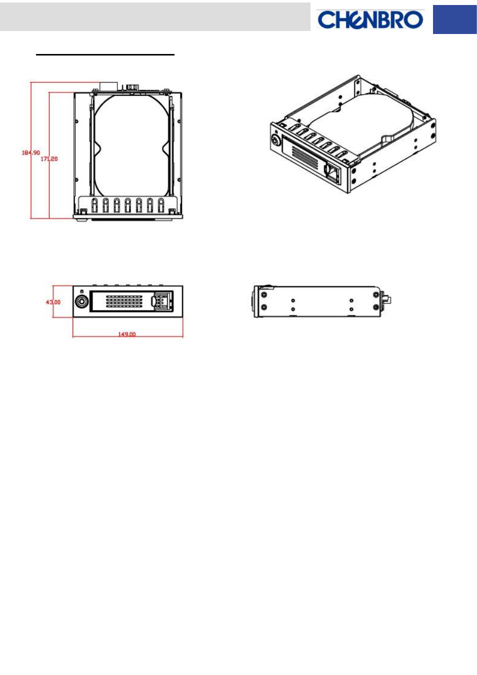 Mechanical dimension | Chenbro SK31101 Installation Guide with 3Gb/s SATA/SAS Backplane - Manual User Manual | Page 8 / 12