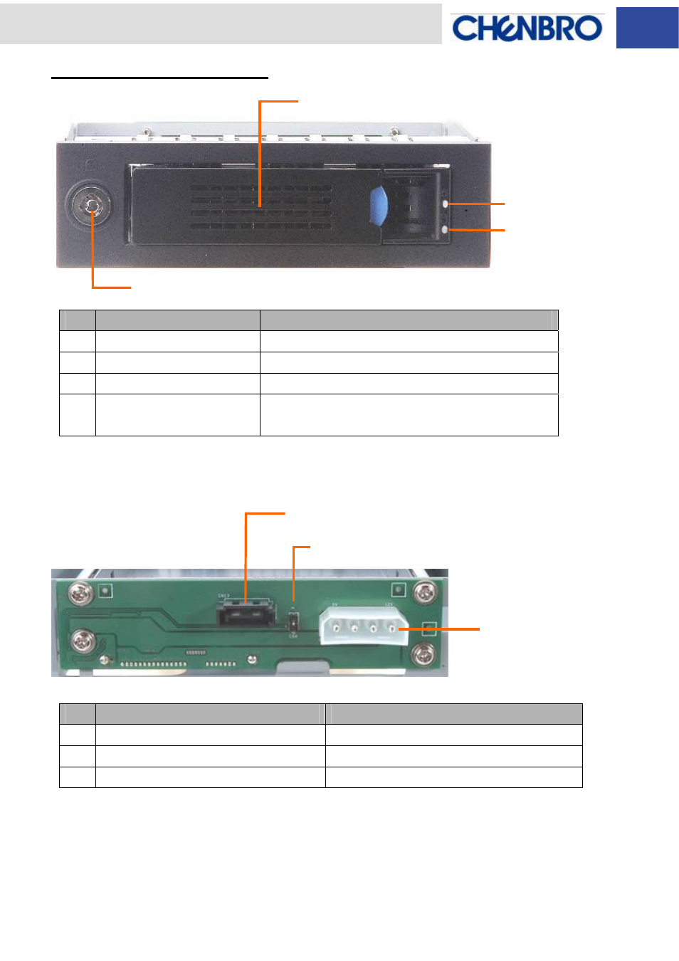 Components description, Front view, Rear view | Chenbro SK31101 Installation Guide with 3Gb/s SATA/SAS Backplane - Manual User Manual | Page 9 / 12