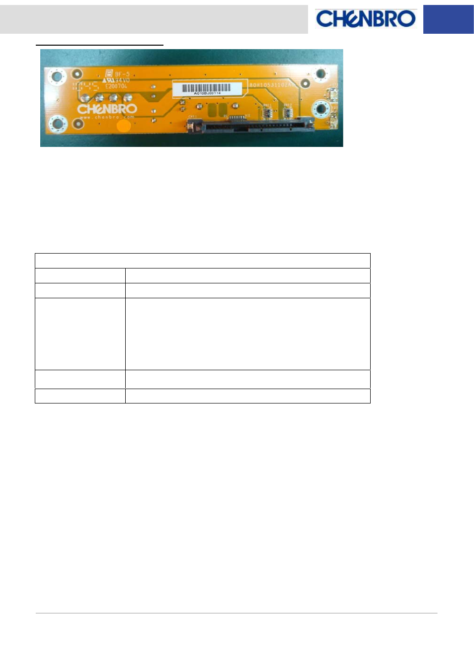 Chenbro SK31101 6Gb/s 1-port SATA/SAS Backplane, For SK31101 - Manual User Manual | Page 5 / 8