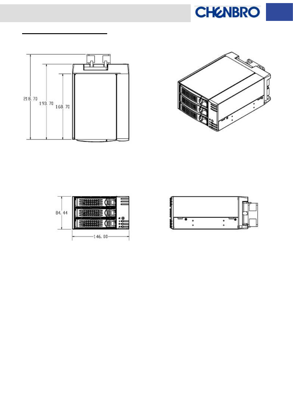 Mechanical dimension | Chenbro SK32303 Installation Guide with 3Gb/s SATA/SAS Backplane - Manual User Manual | Page 8 / 17
