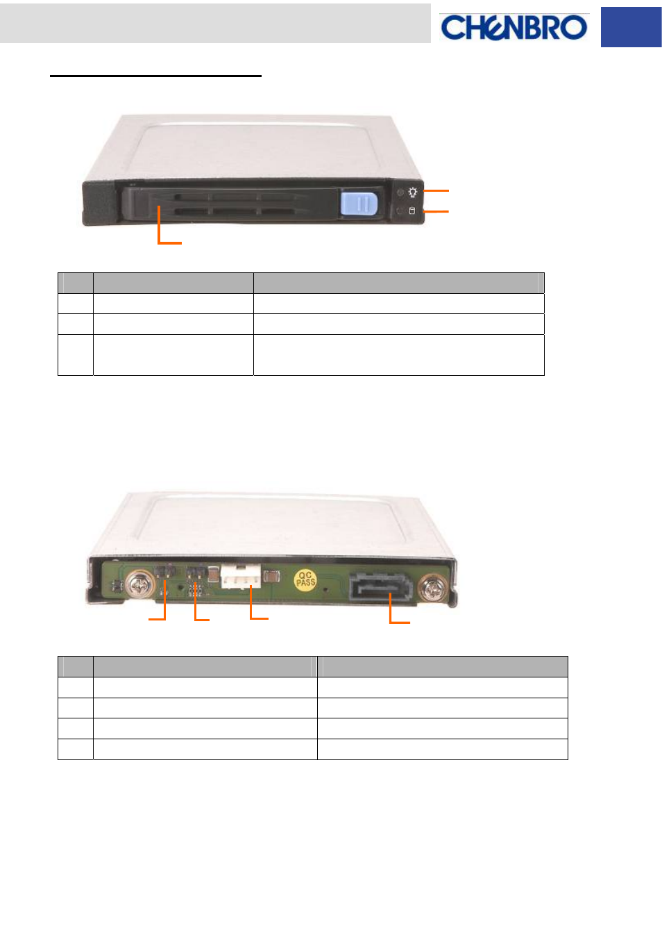 Components description, Front view, Rear view | Chenbro SK51101 Installation Guide with 3Gb/s SATA Backplane - Manual User Manual | Page 9 / 12