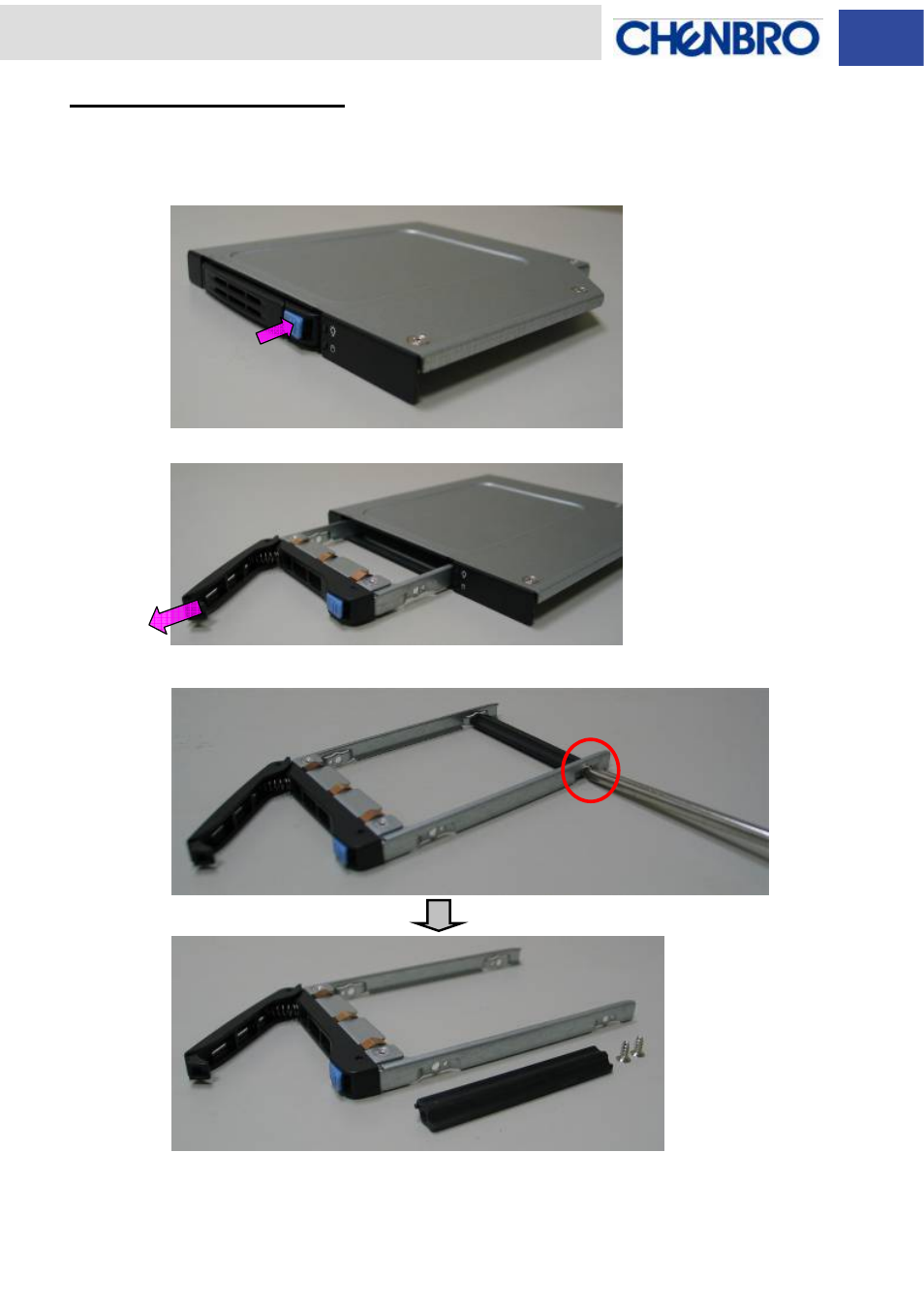 Installation procedures, Hot-swap hdd assembly | Chenbro SK51201 Installation Guide with 3Gb/s SATA/SAS Backplane - Manual User Manual | Page 11 / 12